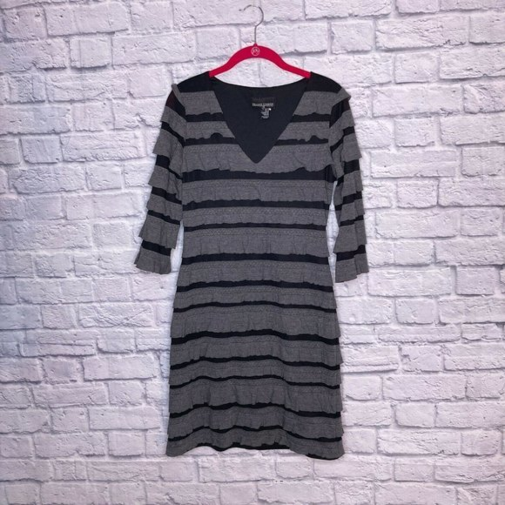 Frank Lyman Design‎ 8 Black Gray Ruffle Dress
